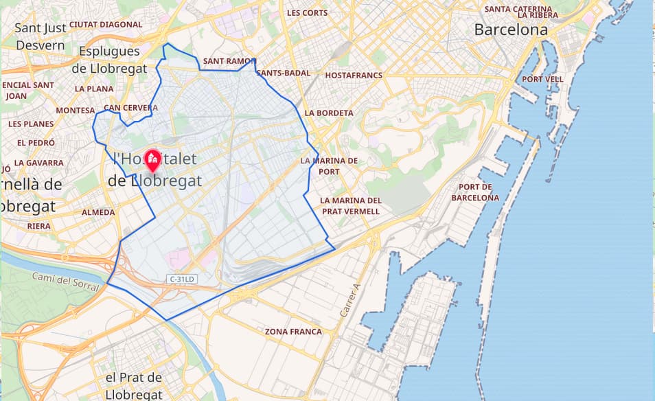 Cómo llegar a L’Hospitalet en limusina por C-31, B-10 y Gran Via
